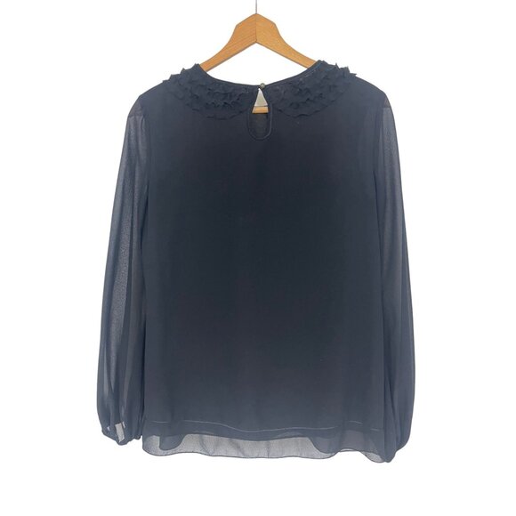 Size Small CHELSEA & VIOLET DILLARD'S‎ EXCLUSIVE BLACK CHIFFON OWL BLOUSE Top - Picture 3 of 3